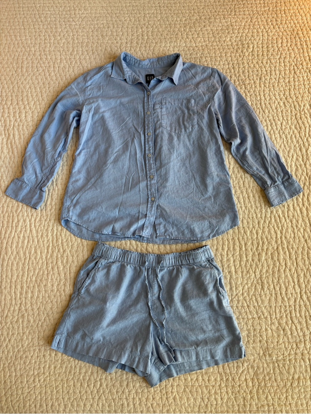 GAP Light Blue Two-Piece Linen Set